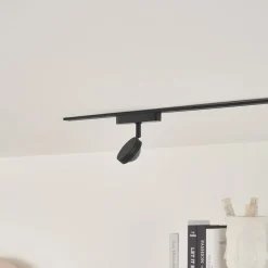 Lindby LED-spot 48 V Lumaro, svart, Ø 7,3 cm, aluminium, dimbar| Skinnesystem