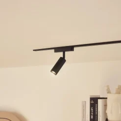 Lindby LED-spot 48 V Lumaro, svart, Ø 4 cm, aluminium, dimbar| Skinnesystem|Led-Innendørs