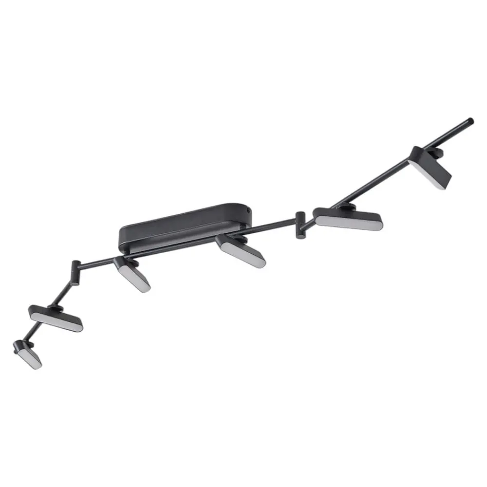 Lindby LED-spotlight Eldrin, svart, 6 lyskilder, lyslist Discount