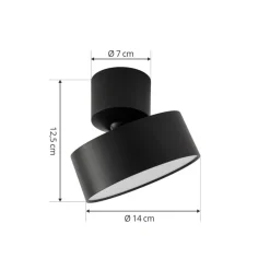 Lindby LED-spotlight Nivoria, Ø 14 cm, svart, svingbar| Led-Innendørs|Spotter I Tak