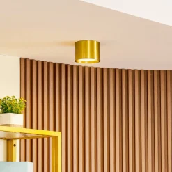 Lindby LED-spotlight Nivoria, Ø 12 cm, gullfarget, metall| Spotter I Tak