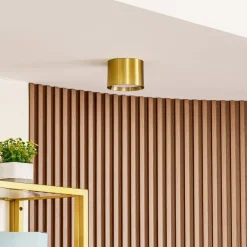 Lindby LED-spotlight Nivoria, Ø 12 cm, gullfarget, metall| Spotter I Tak