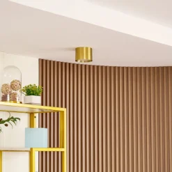 Lindby LED-spotlight Nivoria, Ø 12 cm, gullfarget, metall| Spotter I Tak