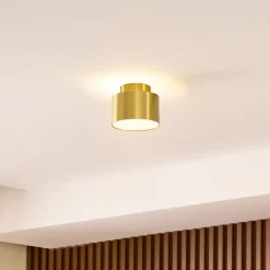 Lindby LED-spotlight Nivoria, 11 x 9 cm, gullfarget, metall| Spotter I Tak