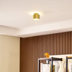 Lindby LED-spotlight Nivoria, 11 x 9 cm, gullfarget, metall| Spotter I Tak