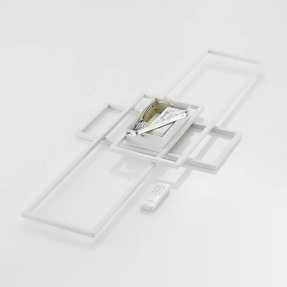 Lindby LED-taklampe Caitlin, hvit, metall, 105 cm Discount