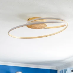 Lindby LED-taklampe Dorle, Ø 60 cm, gull, aluminium Outlet