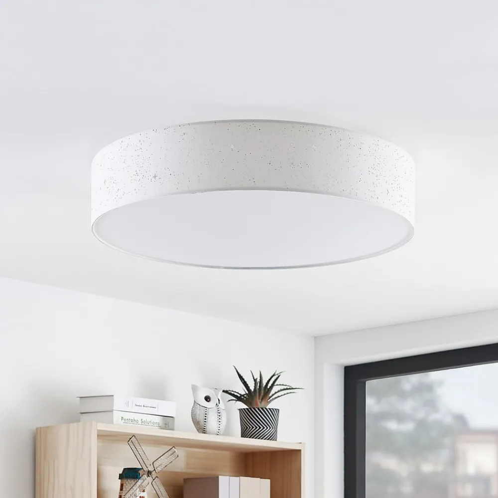 Lindby LED-taklampe Ellamina, Ø 60 cm, hvit, tekstil| Led-Innendørs|Taklamper