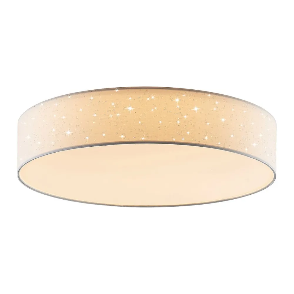 Lindby LED-taklampe Ellamina, Ø 60 cm, hvit, tekstil| Led-Innendørs|Taklamper