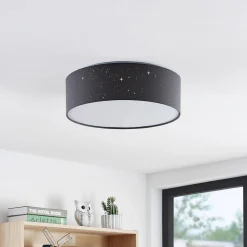 Lindby LED-taklampe Ellamina, Ø 40 cm, mørkegrå, tekstil Online