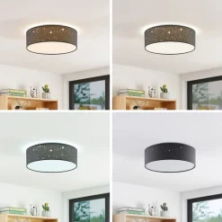Lindby LED-taklampe Ellamina, Ø 40 cm, mørkegrå, tekstil Online