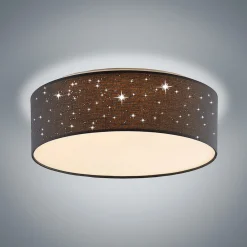 Lindby LED-taklampe Ellamina, Ø 40 cm, mørkegrå, tekstil Online