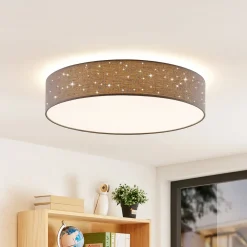 Lindby LED-taklampe Ellamina, Ø 60 cm, antrasitt, tekstil| Led-Innendørs|Taklamper