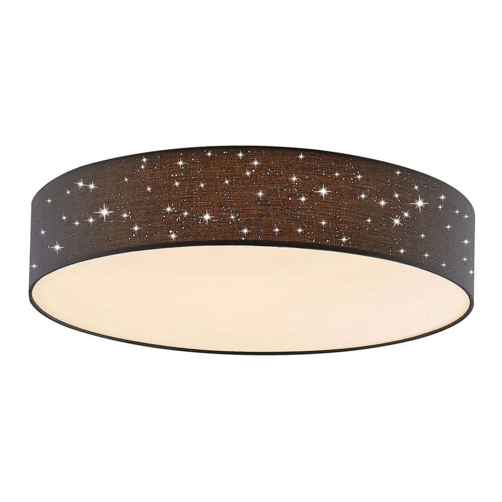 Lindby LED-taklampe Ellamina, Ø 60 cm, antrasitt, tekstil| Led-Innendørs|Taklamper