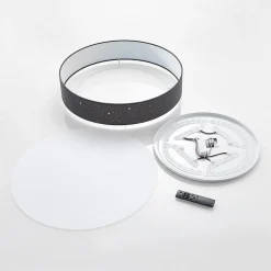 Lindby LED-taklampe Ellamina, Ø 60 cm, antrasitt, tekstil| Led-Innendørs|Taklamper