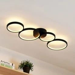 Lindby LED-taklampe Evengeline, svart, aluminium, 88 cm Discount