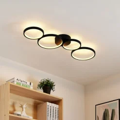 Lindby LED-taklampe Evengeline, svart, aluminium, 88 cm Discount