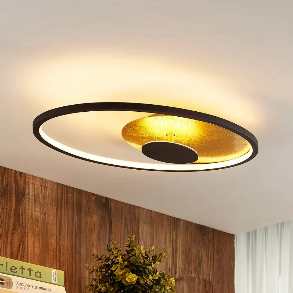 Lindby LED-taklampe Feival, 61 cm, rust/gull, dimbar New