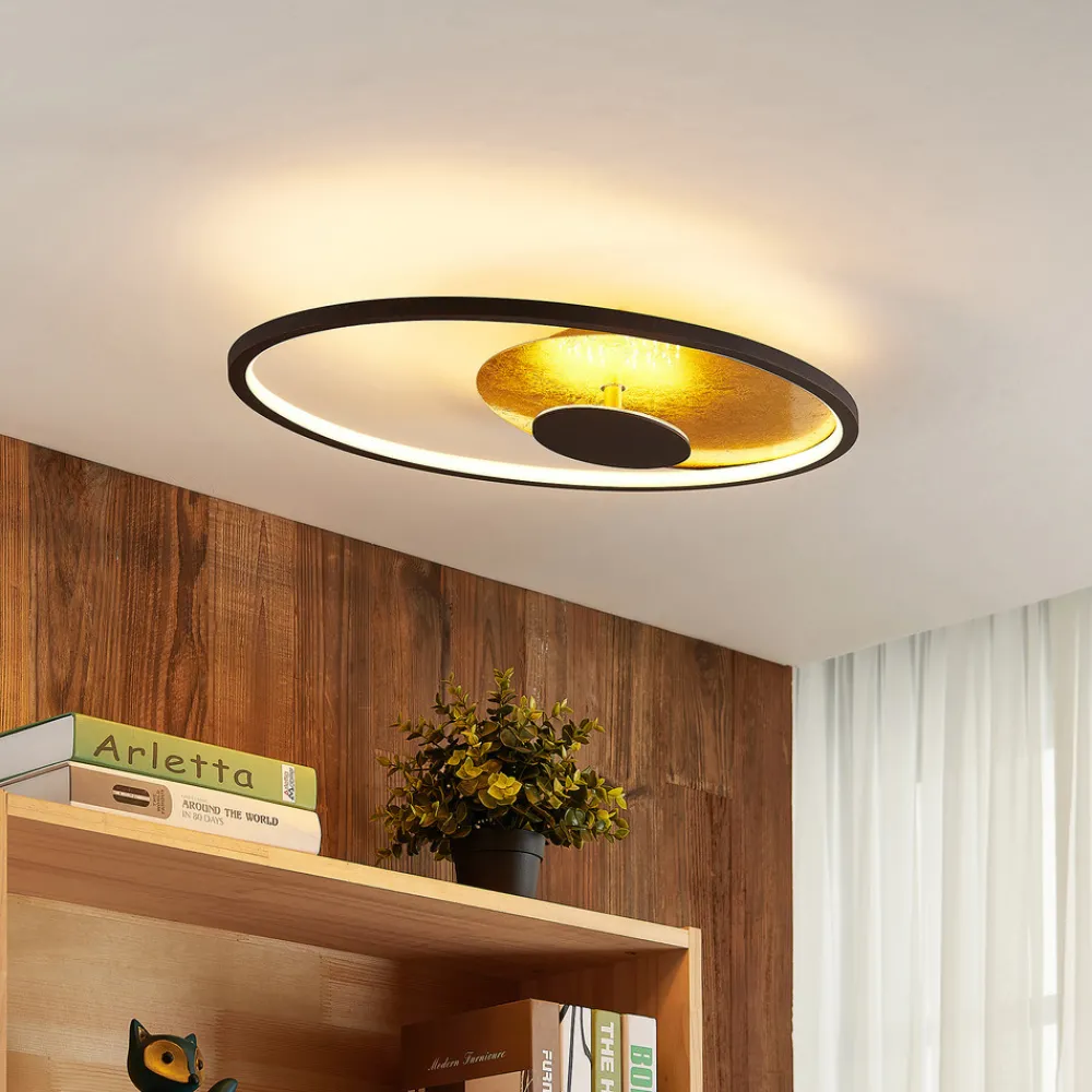 Lindby LED-taklampe Feival, 61 cm, rust/gull, dimbar New