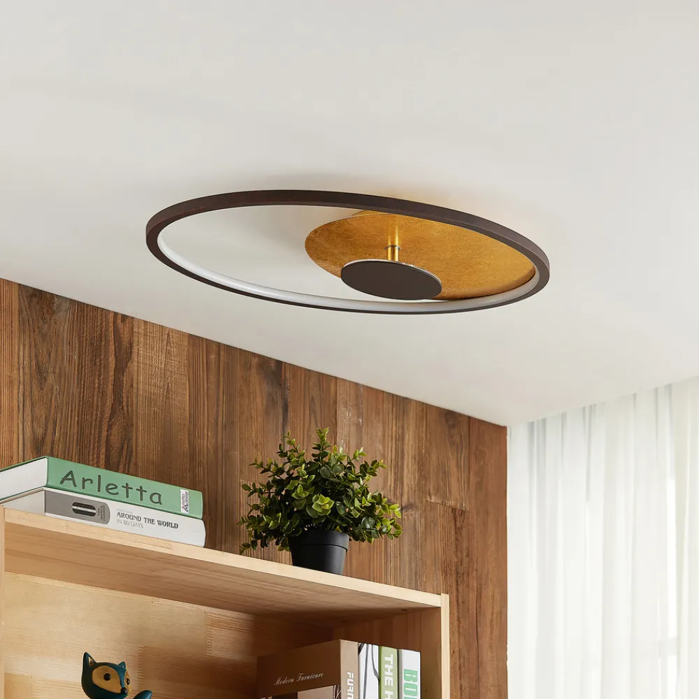 Lindby LED-taklampe Feival, 61 cm, rust/gull, dimbar New