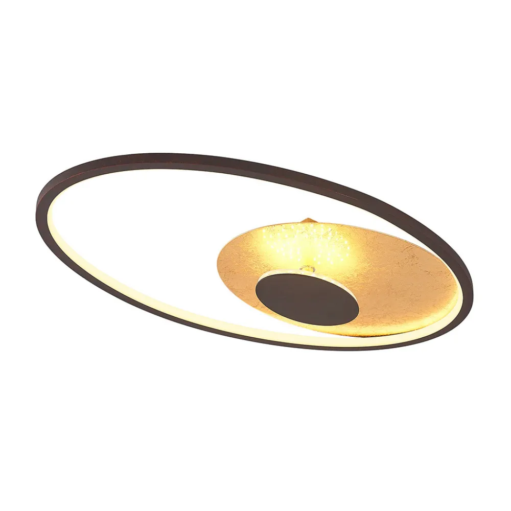 Lindby LED-taklampe Feival, 61 cm, rust/gull, dimbar New