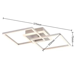 Lindby LED-taklampe Fjardo, kantet, sølv, CCT, fjernkontroll| Kontorbelysning|Led-Innendørs