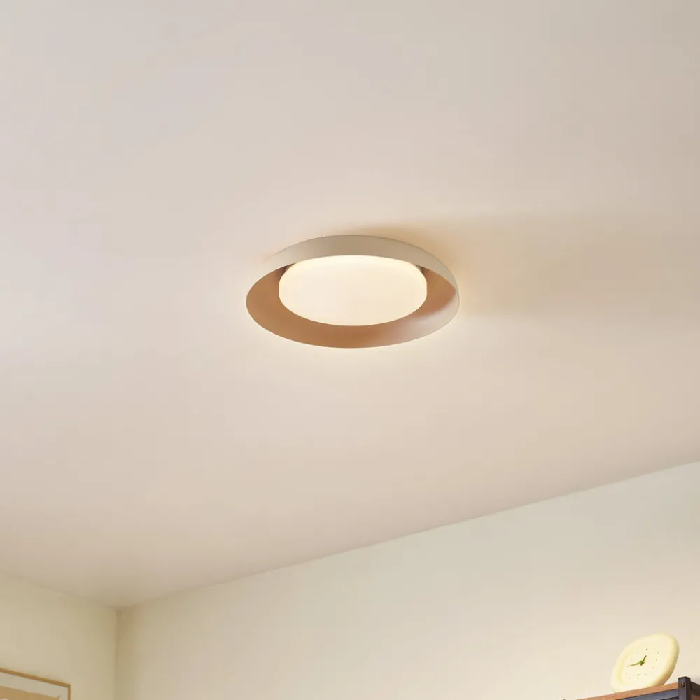 Lindby LED-taklampe Florie, beige, metall, Ø 40 cm New