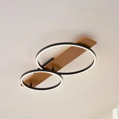 Lindby LED-taklampe Galad, svart, tre, 2 lyskilder, 75 cm| Led-Innendørs