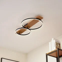 Lindby LED-taklampe Galad, svart, tre, 2 lyskilder, 75 cm| Led-Innendørs