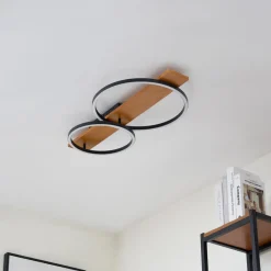 Lindby LED-taklampe Galad, svart, tre, 2 lyskilder, 75 cm| Led-Innendørs