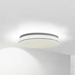 Lindby LED-taklampe Glamo, Ø 39 cm, krom, hvit, IP44| Led-Innendørs