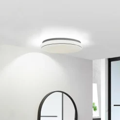Lindby LED-taklampe Glamo, Ø 39 cm, krom, hvit, IP44| Led-Innendørs