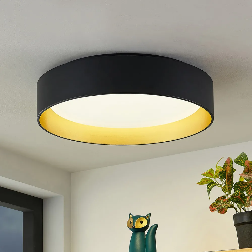 Lindby LED-taklampe Gracjan, svart, metall, CCT, Ø45cm Best