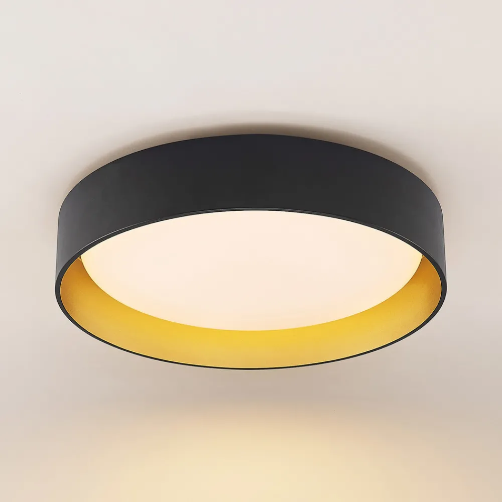 Lindby LED-taklampe Gracjan, svart, metall, CCT, Ø45cm Best