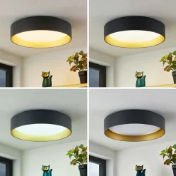 Lindby LED-taklampe Gracjan, svart, metall, CCT, Ø45cm Best