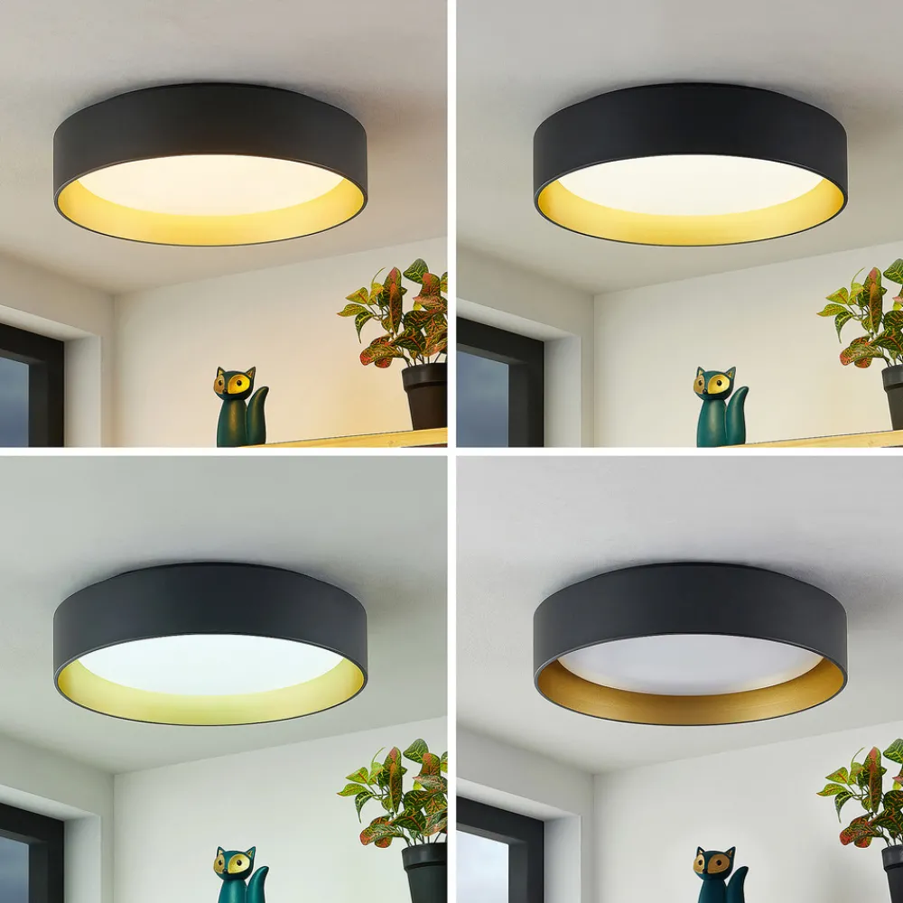 Lindby LED-taklampe Gracjan, svart, metall, CCT, Ø45cm Best