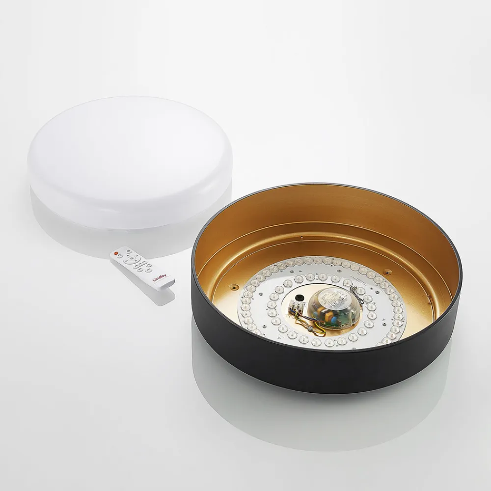 Lindby LED-taklampe Gracjan, svart, metall, CCT, Ø45cm Best