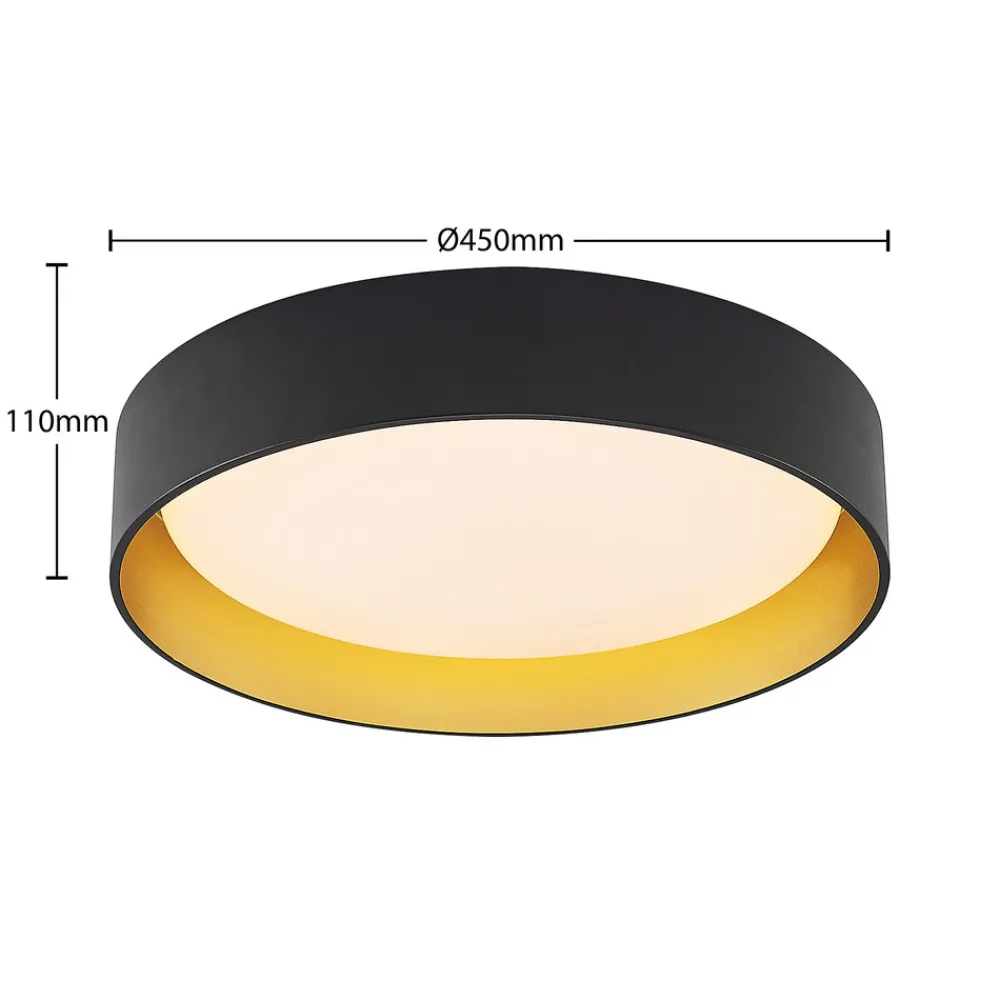 Lindby LED-taklampe Gracjan, svart, metall, CCT, Ø45cm Best