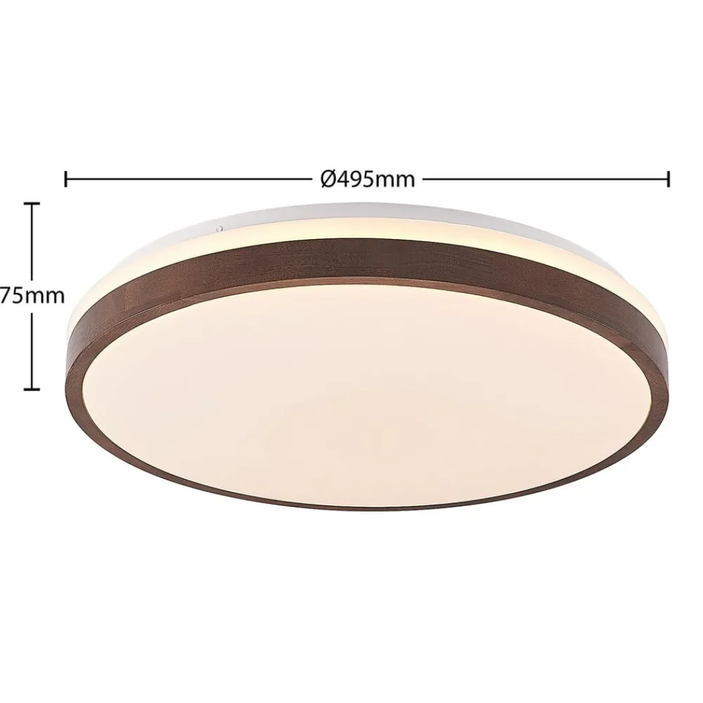 Lindby LED-taklampe Hudsona, Ø 49 cm, tre, brun| Design- Og Hotellbelysning