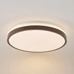 Lindby LED-taklampe Hudsona, Ø 49 cm, tre, brun| Design- Og Hotellbelysning