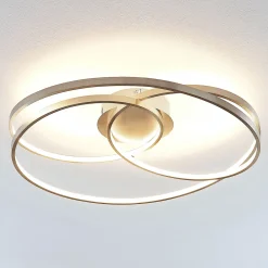 Lindby LED-taklampe Joline, Ø 60 cm, nikkelfarget, metall Online