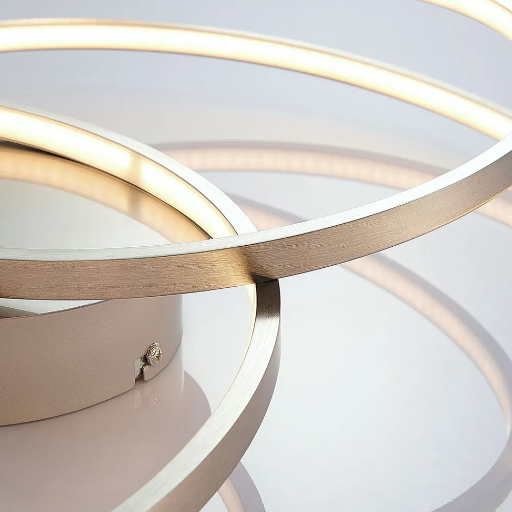 Lindby LED-taklampe Joline, Ø 60 cm, nikkelfarget, metall Online