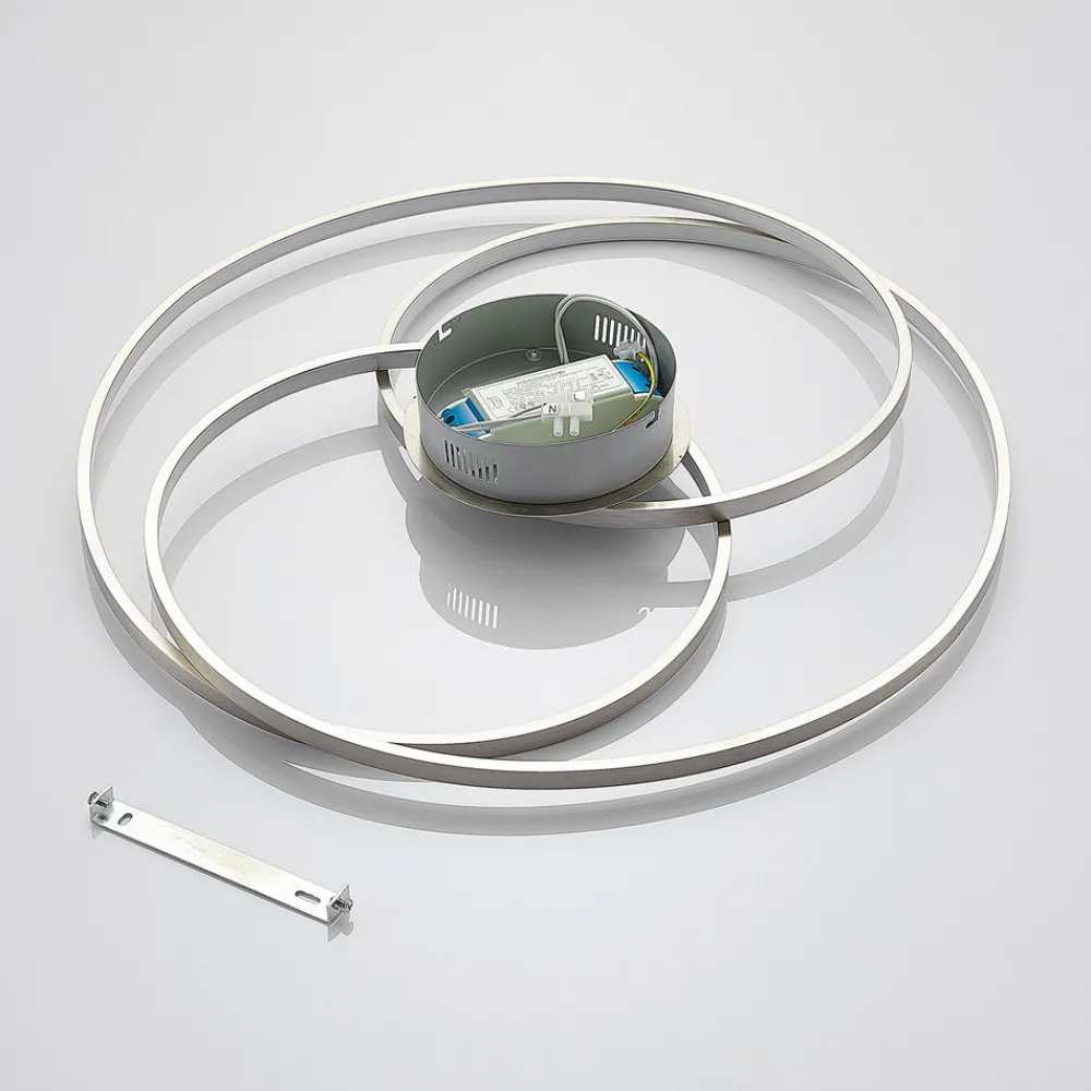 Lindby LED-taklampe Joline, Ø 60 cm, nikkelfarget, metall Online