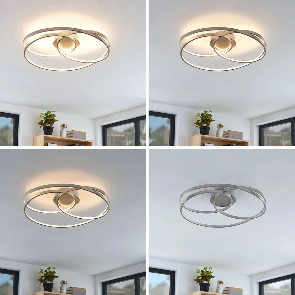 Lindby LED-taklampe Joline, Ø 60 cm, nikkelfarget, metall Online