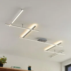 Lindby LED-taklampe Kerem, 345 cm, nikkelfarget, metall| Led-Innendørs