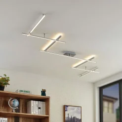 Lindby LED-taklampe Kerem, 345 cm, nikkelfarget, metall| Led-Innendørs