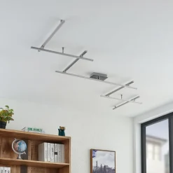 Lindby LED-taklampe Kerem, 345 cm, nikkelfarget, metall| Led-Innendørs