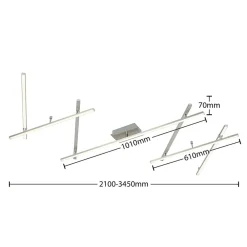 Lindby LED-taklampe Kerem, 345 cm, nikkelfarget, metall| Led-Innendørs