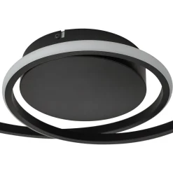 Lindby LED-taklampe Kyron, svart, aluminium, dimbar, Ø45cm Sale
