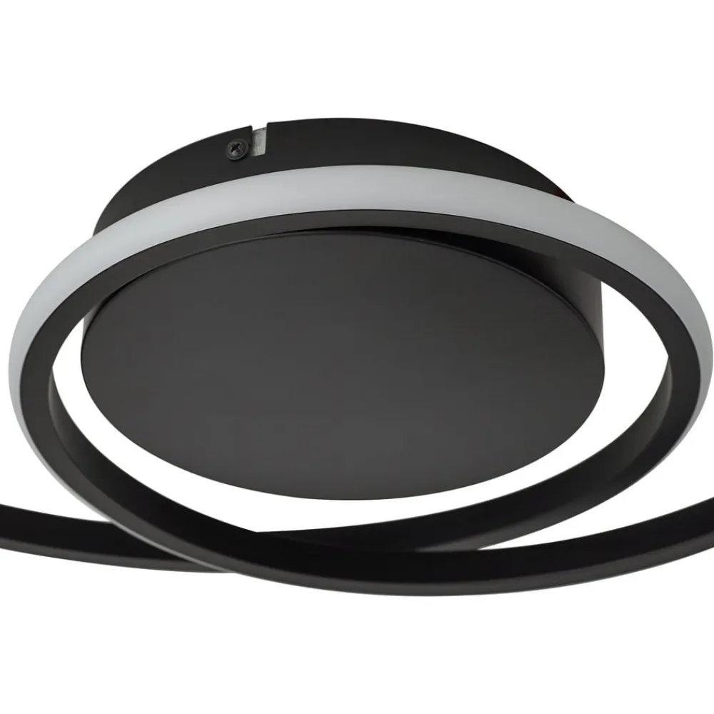 Lindby LED-taklampe Kyron, svart, aluminium, dimbar, Ø45cm Sale